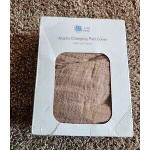 Lulu moon muslin changing pad cover - tan